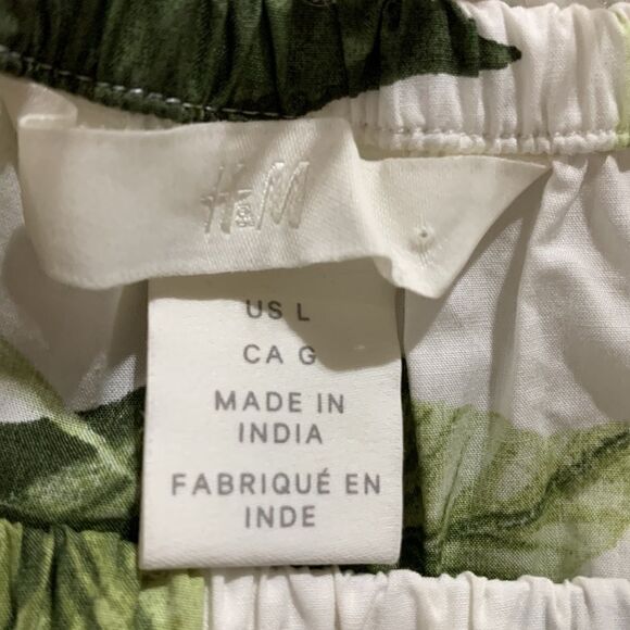 H&M cropped top square neckline puff sleeves elastic hem & neckline women’s sz L - Picture 3 of 7